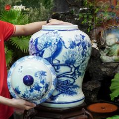 Chóe Men Lam Họa Tiết Chim Trĩ Mẫu Đơn