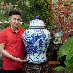 Chóe Men Lam Họa Tiết Chim Công Đào