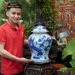 Chóe Men Lam Họa Tiết Sen Cá