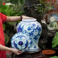 Chóe Men Lam Họa Tiết Sen Cá