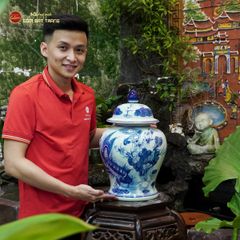 Chóe Men Lam Họa Tiết Sen Cá