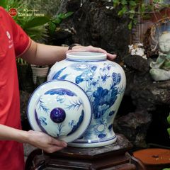 Chóe Men Lam Họa Tiết Sen Cá