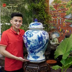 Chóe Men Lam Họa Tiết Sen Cá