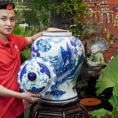 Chóe Men Lam Họa Tiết Sen Cá
