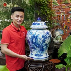 Chóe Men Lam Họa Tiết Sen Cá
