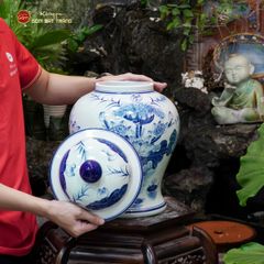 Chóe Men Lam Vẽ Tay Họa Tiết Hoa Sen Trắng