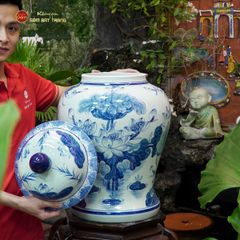 Chóe Men Lam Vẽ Tay Họa Tiết Hoa Sen Trắng