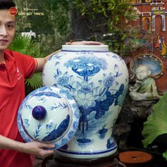 Chóe Men Lam Vẽ Tay Họa Tiết Hoa Sen Trắng