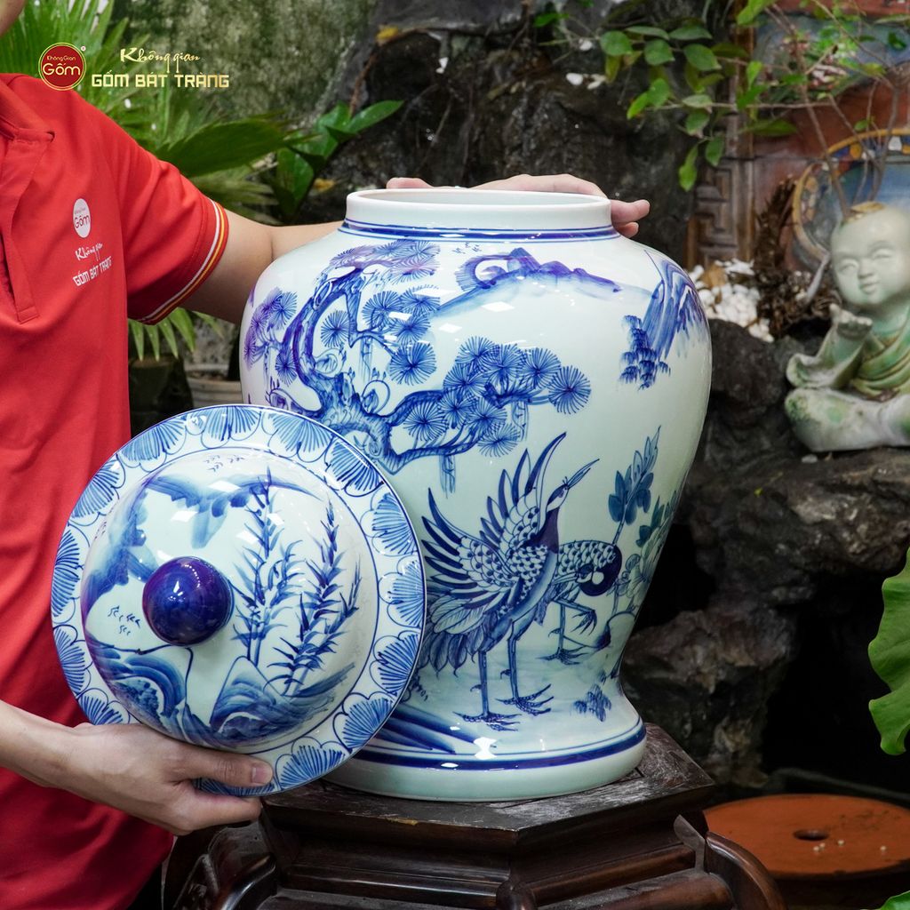 Chóe Men Lam Họa Tiết Tùng Hạc