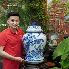 Chóe Men Lam Họa Tiết Tùng Hạc