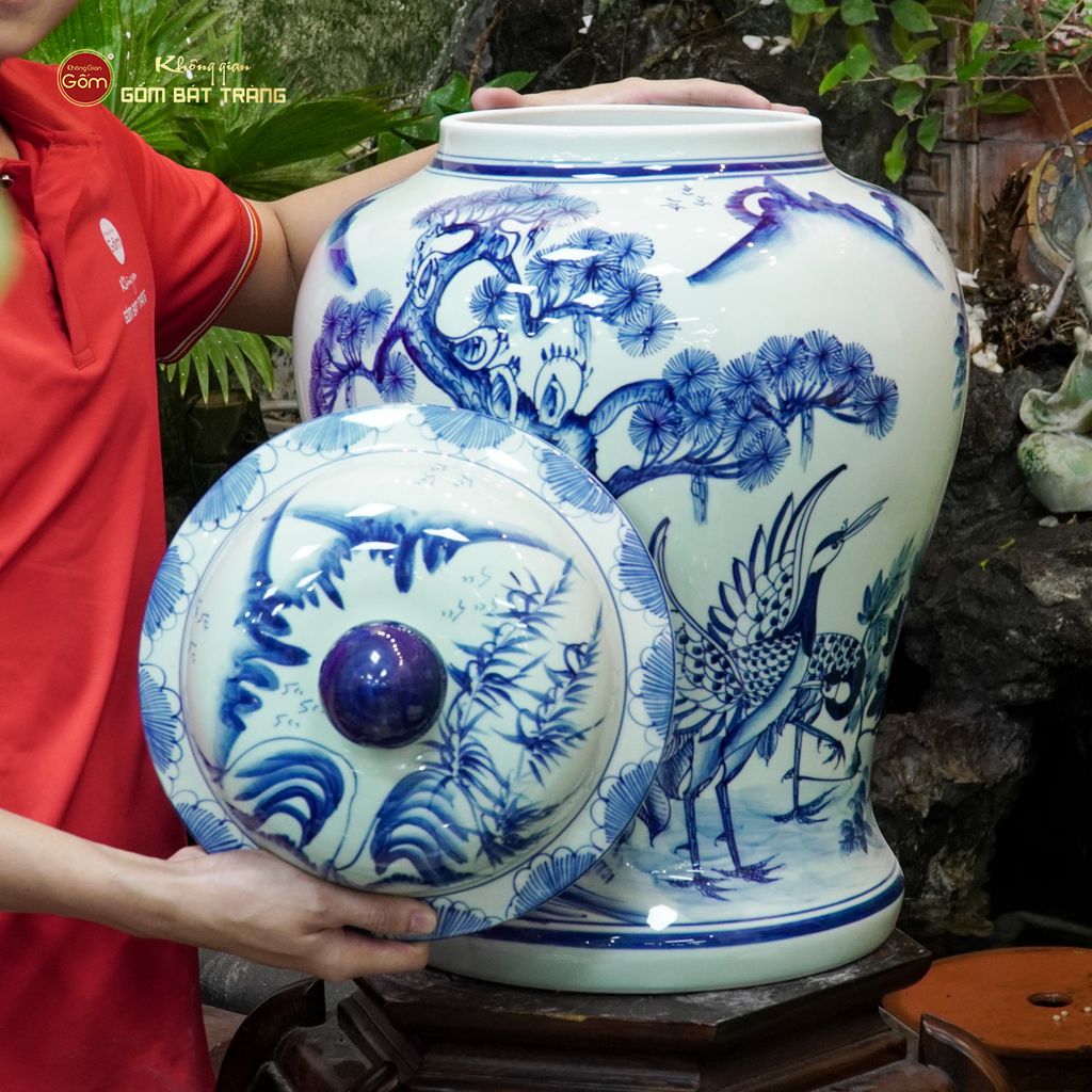 Chóe Men Lam Họa Tiết Tùng Hạc
