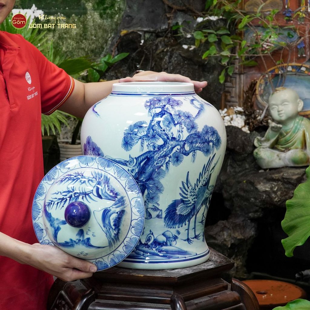 Chóe Men Lam Họa Tiết Tùng Hạc