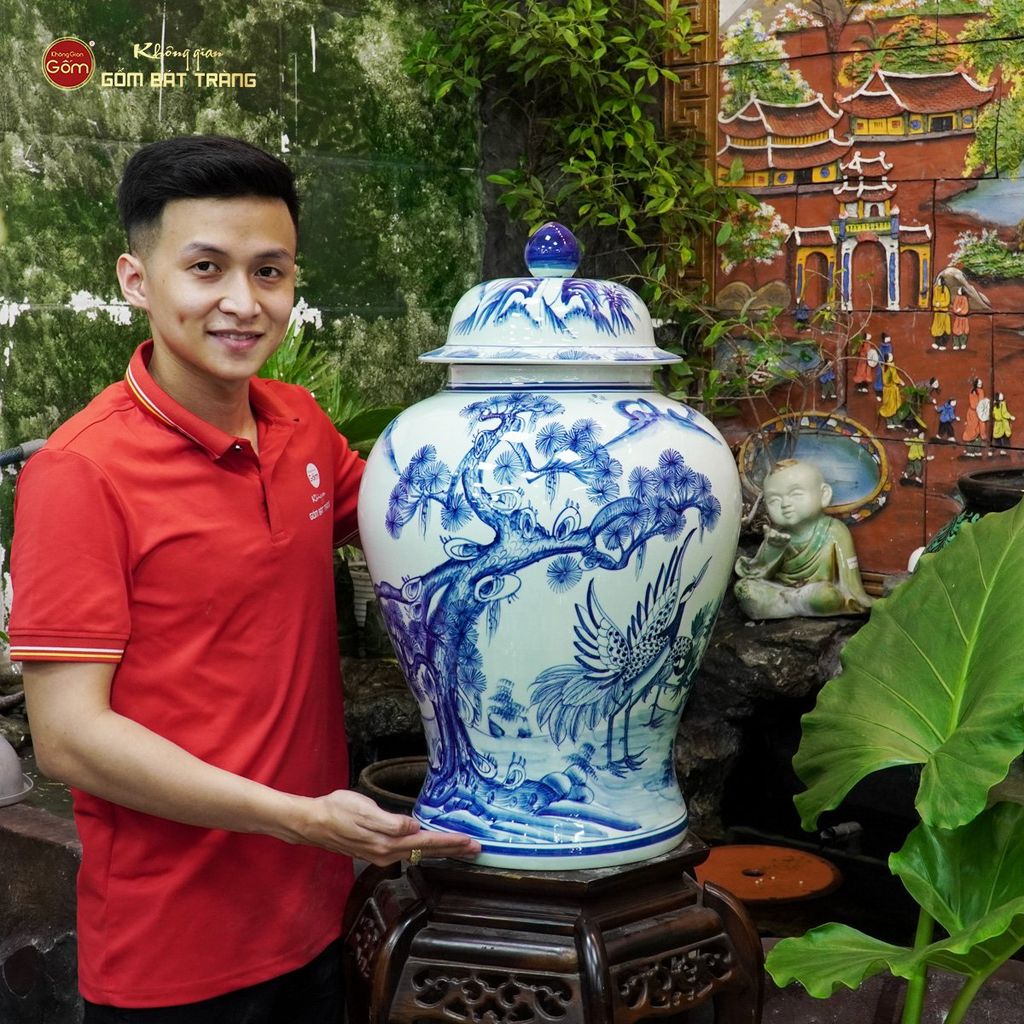 Chóe Men Lam Họa Tiết Tùng Hạc