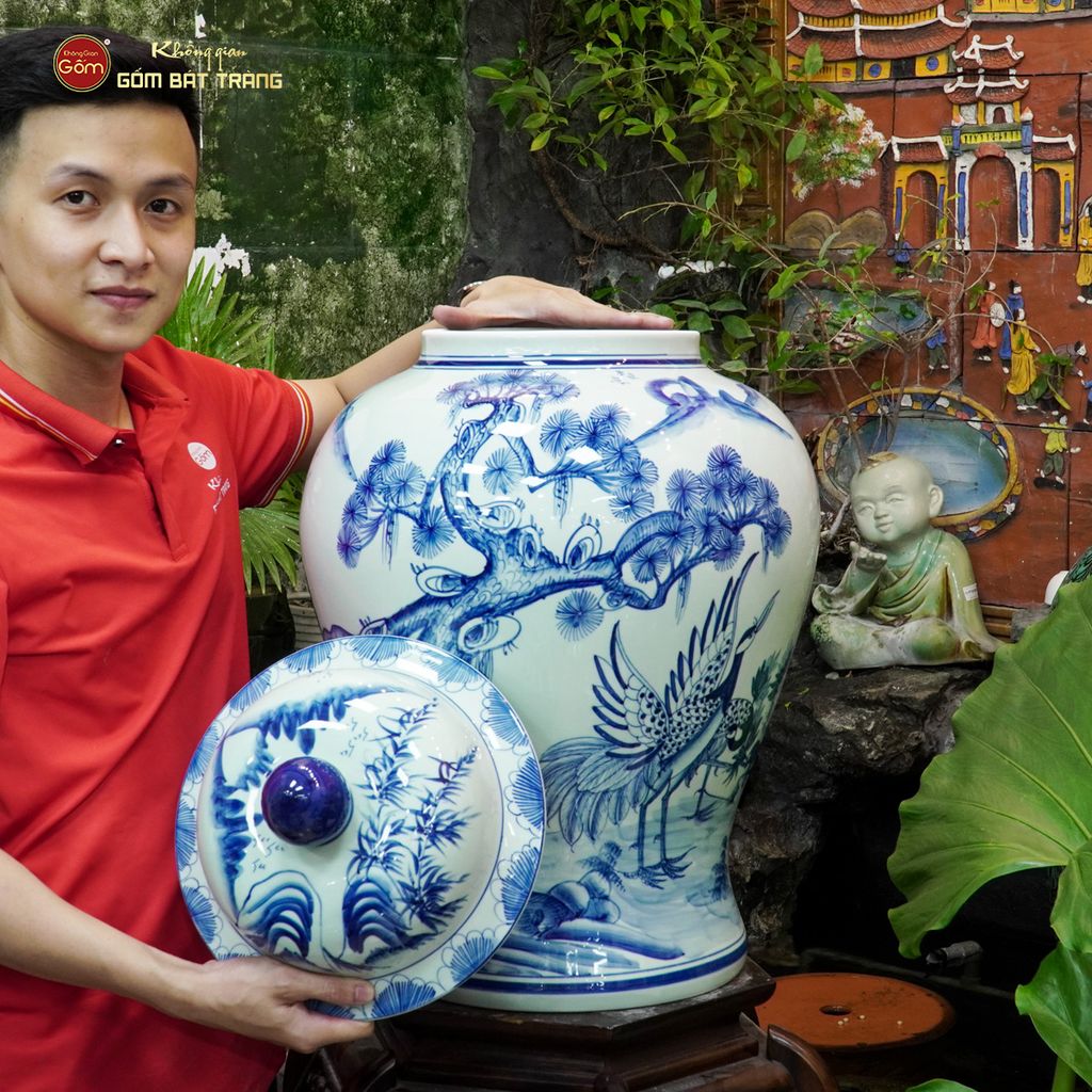 Chóe Men Lam Họa Tiết Tùng Hạc