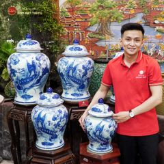 Chóe Men Lam Họa Tiết Sen Cá