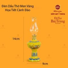 Đèn Dầu Thờ Men Vàng Họa Tiết Cành Đào