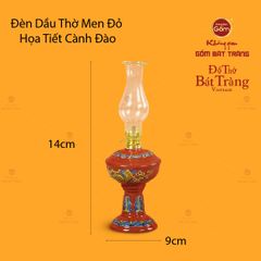 Đèn Dầu Thờ Men Đỏ Họa Tiết Cành Đào