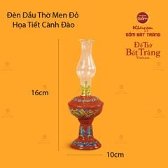 Đèn Dầu Thờ Men Đỏ Họa Tiết Cành Đào