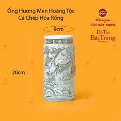Ống Hương Thờ Men Ngọc Hoàng Tộc Cá Chép Hóa Rồng Vẽ Vàng