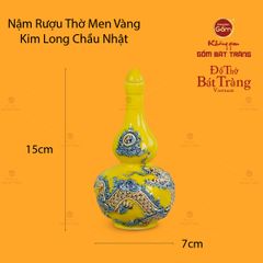 Nậm Rượu Thờ Men Vàng Họa Tiết Kim Long Chầu Nhật