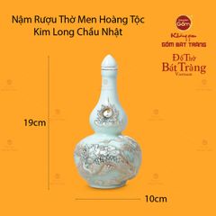 Nậm Rượu Men Ngọc Hoàng Tộc Kim Long Chầu Nhật Vẽ Vàng