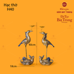 Hạc Thờ Men Rạn Vẽ Vàng (Chiếc)
