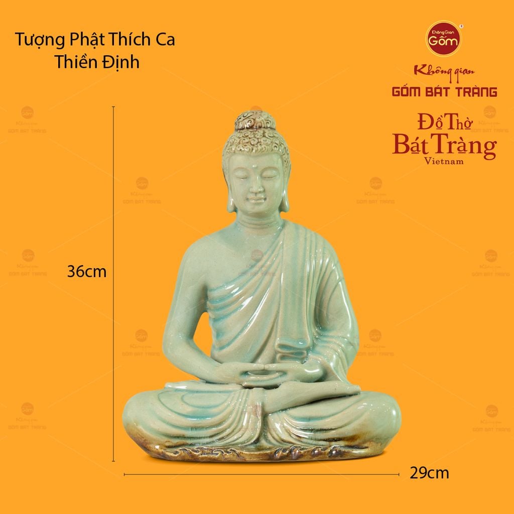 Tượng Phật Thích Ca Ngồi Thiền Định Trước Lá Bồ Đề