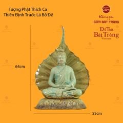 Tượng Phật Thích Ca Ngồi Thiền Định Trước Lá Bồ Đề