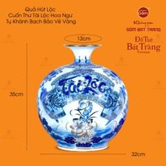 Bình Hút Lộc Cuốn Thư Tài Lộc Hoa Ngư Tụ Khánh Bạch Bảo Vẽ Vàng
