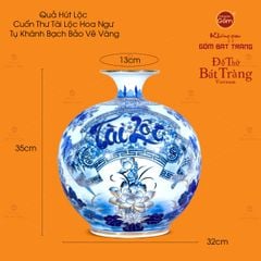 Bình Hút Lộc Cuốn Thư Tài Lộc Hoa Ngư Tụ Khánh Bạch Bảo Vẽ Vàng