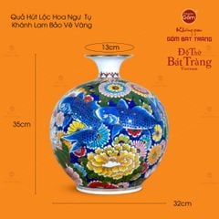 Bình Hút Lộc Hoa Ngư Tụ Khánh Lam Bảo Vẽ Vàng
