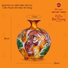 Bình Hút Lộc Niên Niên Hữu Dư Cẩm Thạch Kim Bảo Vẽ Vàng