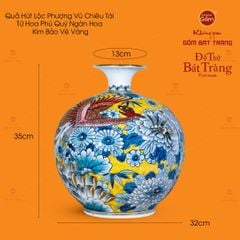 Bình Hút Lộc Phượng Vũ Chiêu Tài Tứ Hoa Phú Quý Ngàn Hoa Kim Bảo Vẽ Vàng