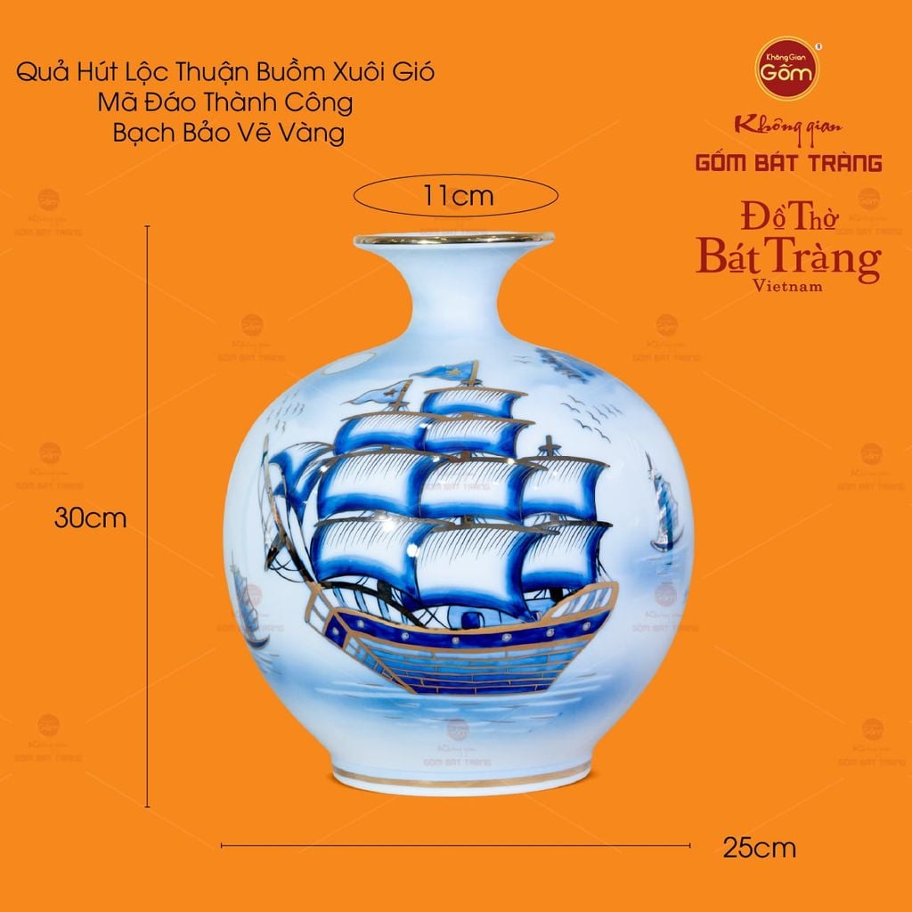 Bình Hút Lộc Thuận Buồm Xuôi Gió Mã Đáo Thành Công Bạch Bảo Vẽ Vàng