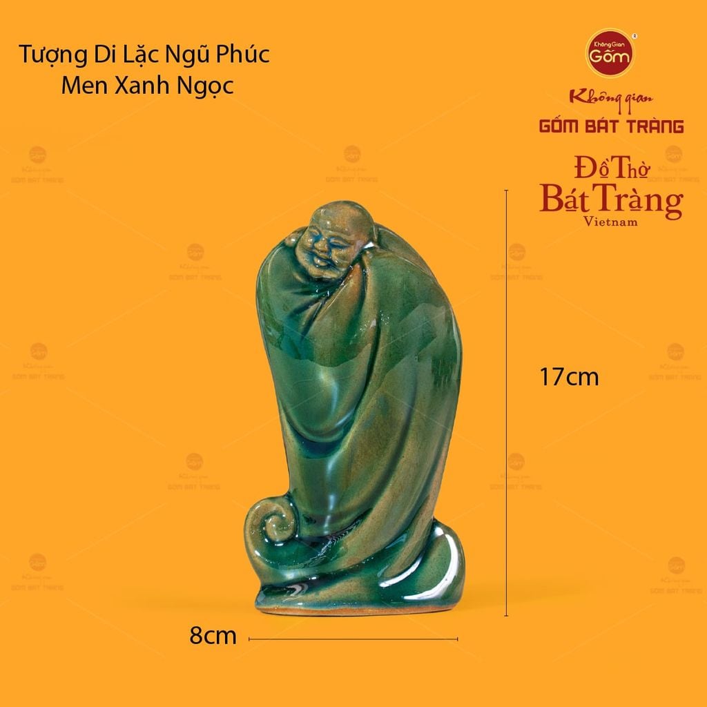 Tượng Di Lặc Men Xanh Ngọc Ngũ Phúc