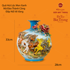 Quả Hút Lộc Men Xanh Đắp Nổi Vẽ Vàng Mã Đáo Thành Công