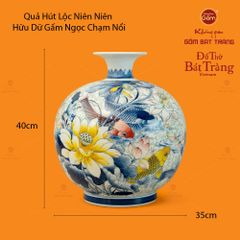 Quả Hút Lộc Niên Niên Hữu Dư Gấm Ngọc Chạm Nổi