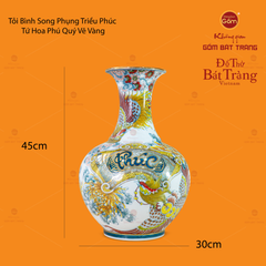 Tỏi Bình Vẽ Vàng Song Phụng Triều Phúc Tứ Hoa Phú Quý