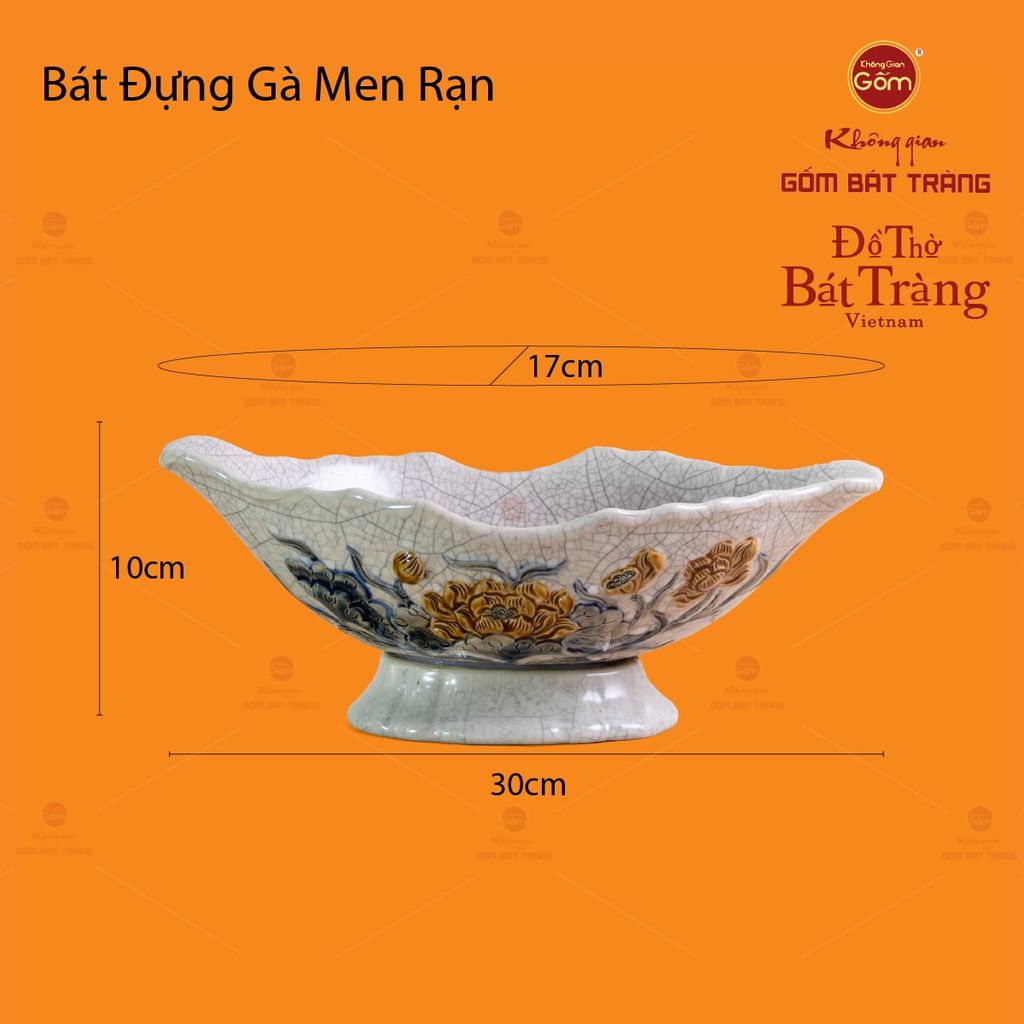 Bát Đựng Gà Cúng Men Rạn Hoa Sen