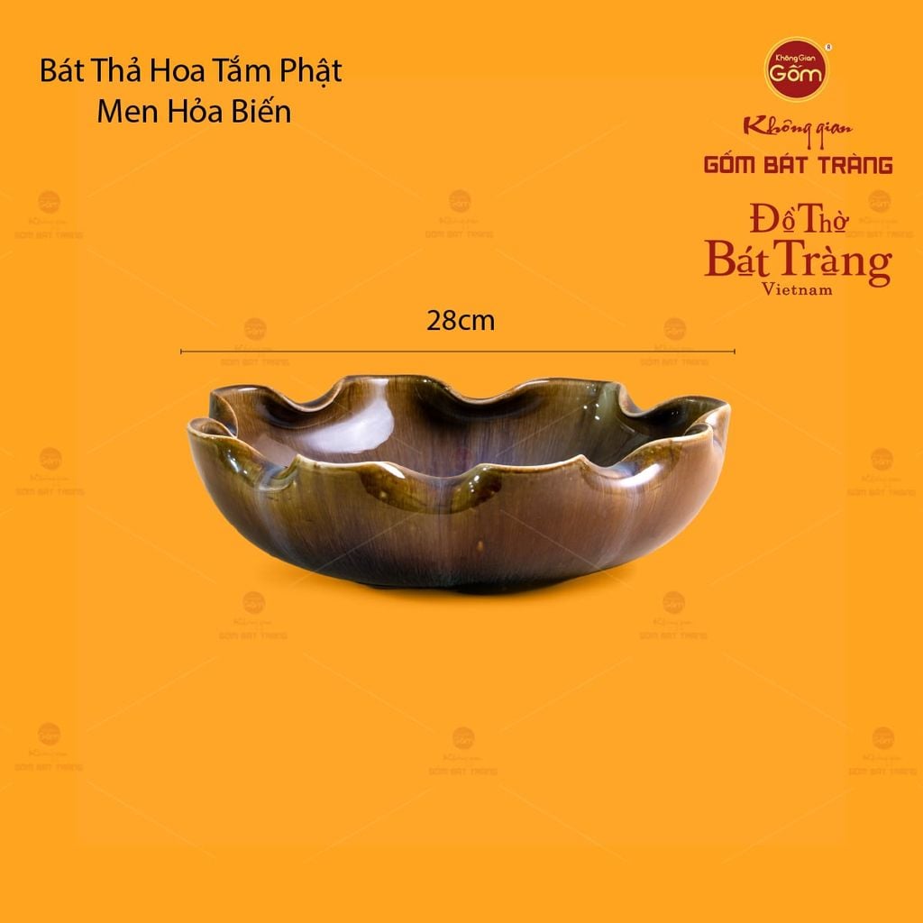 Bát Sen Thả Hoa Tắm Phật Men Hoả Biến