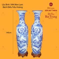 Lộc Bình 1M4 Men Lam Họa Tiết Bách Điểu Trầu Hoàng
