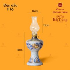 Đèn Dầu Thờ Cuốn Thư Men Rạn Vẽ Vàng