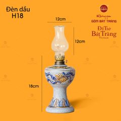Đèn Dầu Thờ Cuốn Thư Men Rạn Vẽ Vàng