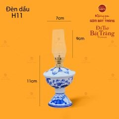Đèn Dầu Thờ Men Lam Họa Tiết Hoa Sen