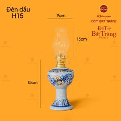 Đèn Dầu Thờ Men Rạn Họa Tiết Cuốn Thư