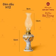 Đèn Dầu Thờ Hoa Sen Men Rạn Vẽ Vàng