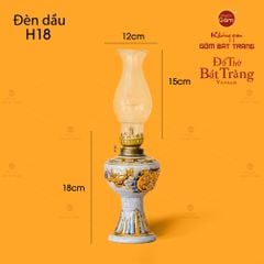 Đèn Dầu Thờ Hoa Sen Men Rạn Vẽ Vàng