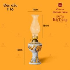 Đèn Dầu Thờ Hoa Sen Men Rạn Vẽ Vàng