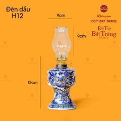Đèn Dầu Thờ Men Lam Nổi Độc Long Vẽ Vàng