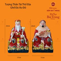 Bộ Tượng Thần Tài Thổ Địa Ghế Đá Áo Đỏ